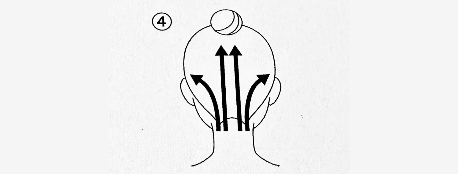 頭皮への使い方④|襟足から頭頂部に向かって矢印の方向に5〜10秒かけてゆっくりと複数回動かす