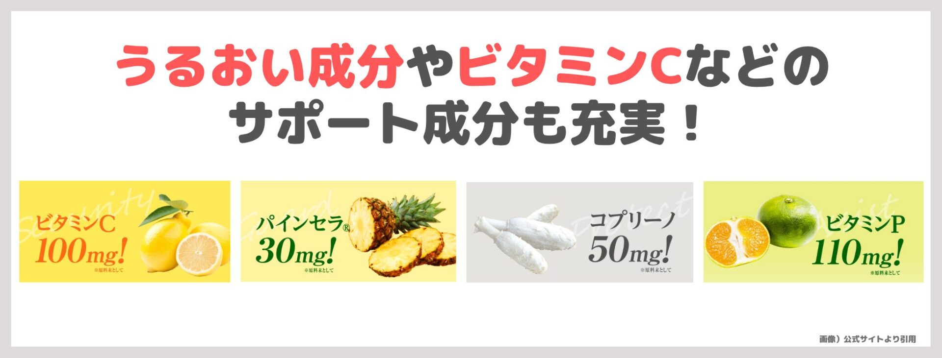 「インナーパラソル16200」の特徴②|うるおい成分やビタミンCなどのサポート成分も充実!