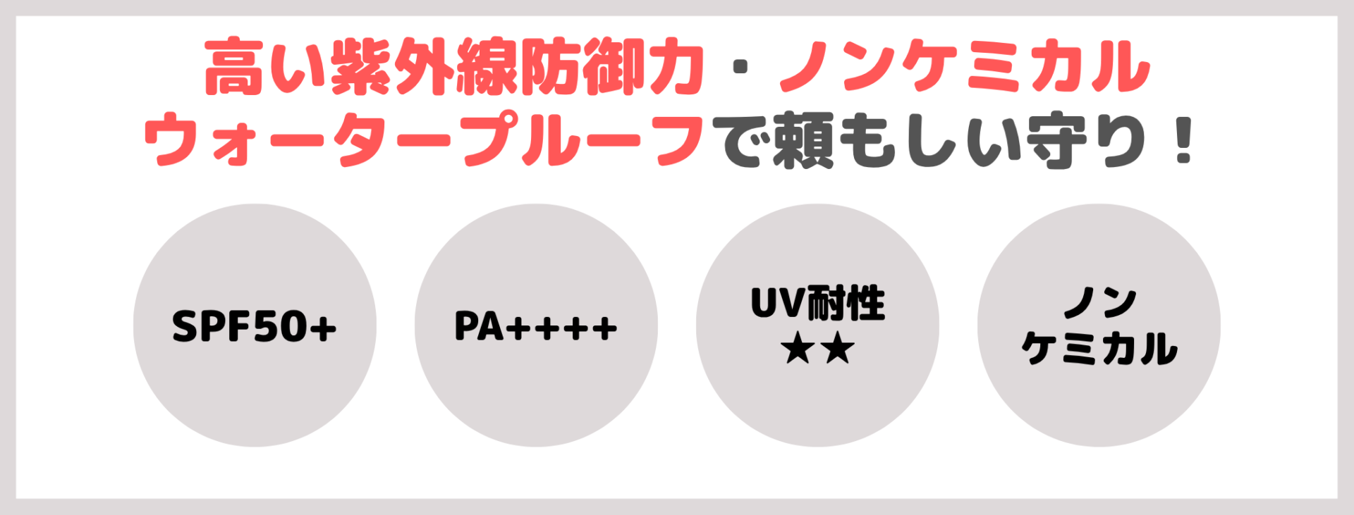 「薬用メラプロテクト シアーピンク」の特徴③|高い紫外線防御力・ノンケミカル・ウォータープルーフで頼もしい守り!
