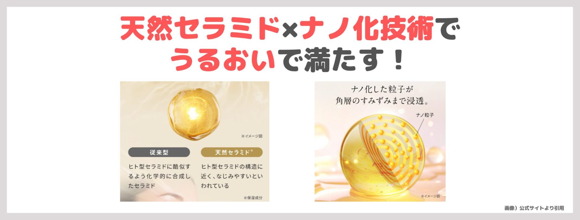 「ミコモイ エッセンス」の特徴①|天然セラミド×ナノ化技術でうるおいで満たす!